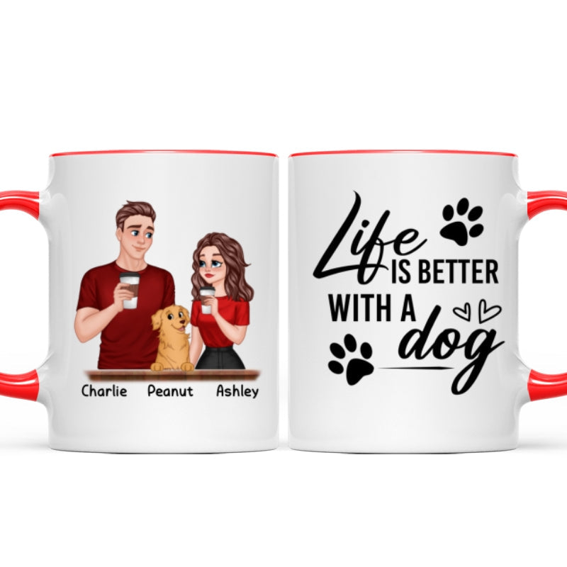 Cartoon Couple You Me & The Dog Personalized Mug