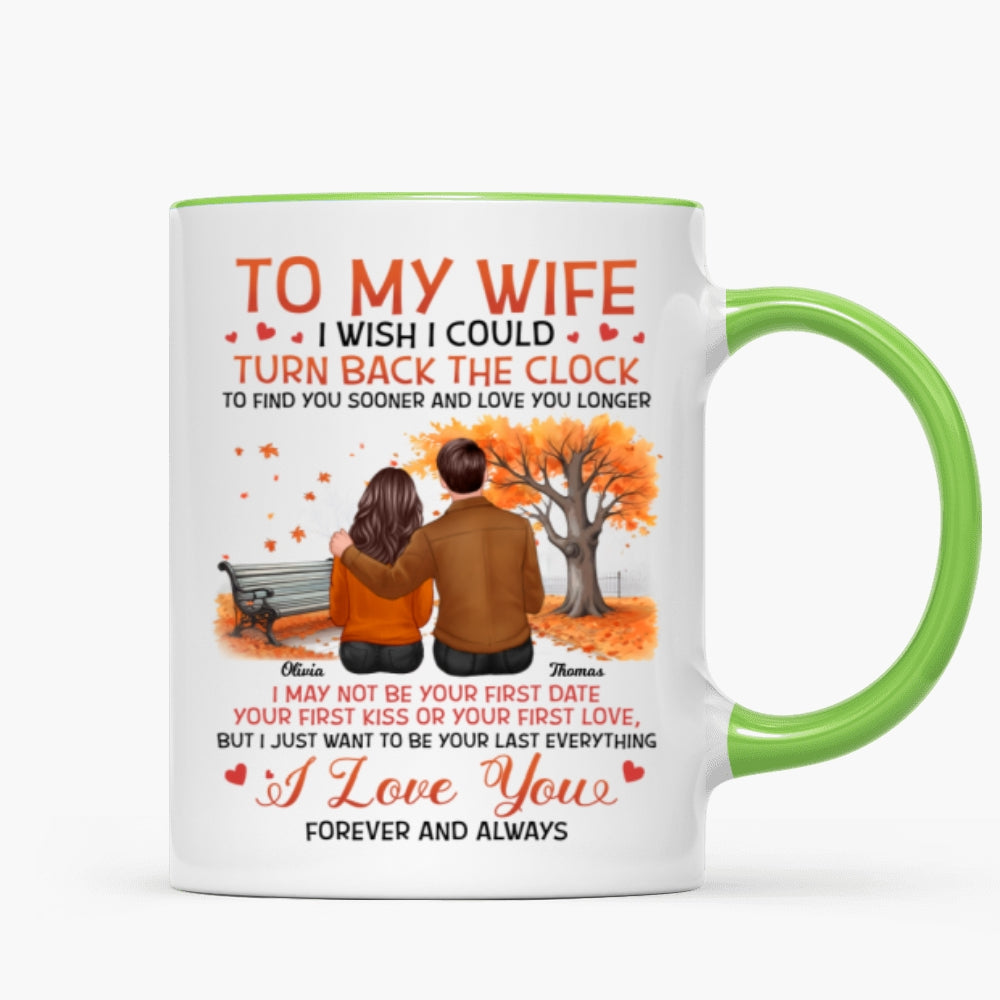 To My Wife Husband Fall Season Couple Sitting Back View Personalized Mug
