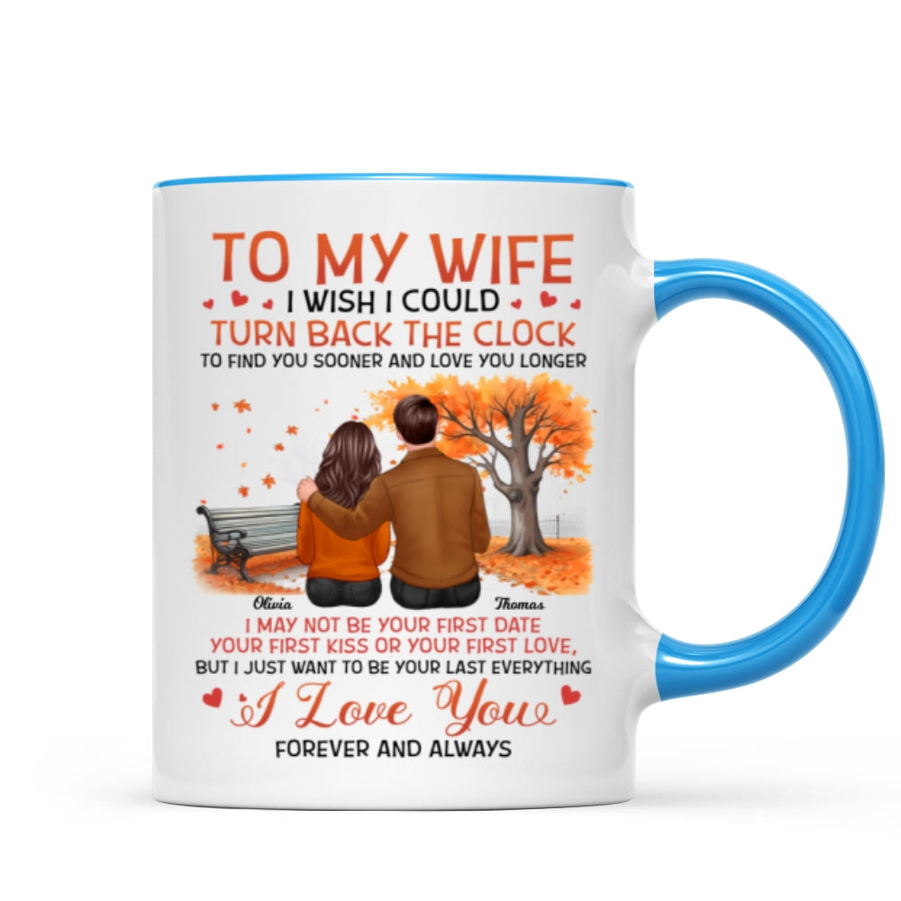 To My Wife Husband Fall Season Couple Sitting Back View Personalized Mug