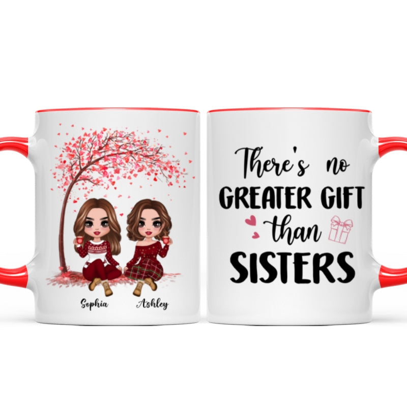 Sitting Doll Besties Under Pink Heart Tree Personalized Mug