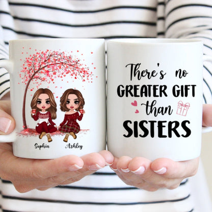 Sitting Doll Besties Under Pink Heart Tree Personalized Mug