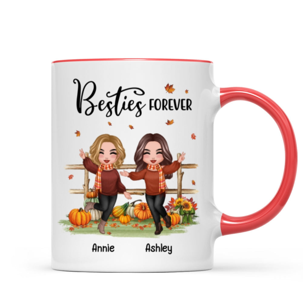 Fall Season Happy Doll Besties In The Pumpkin Patch Personalized Mug