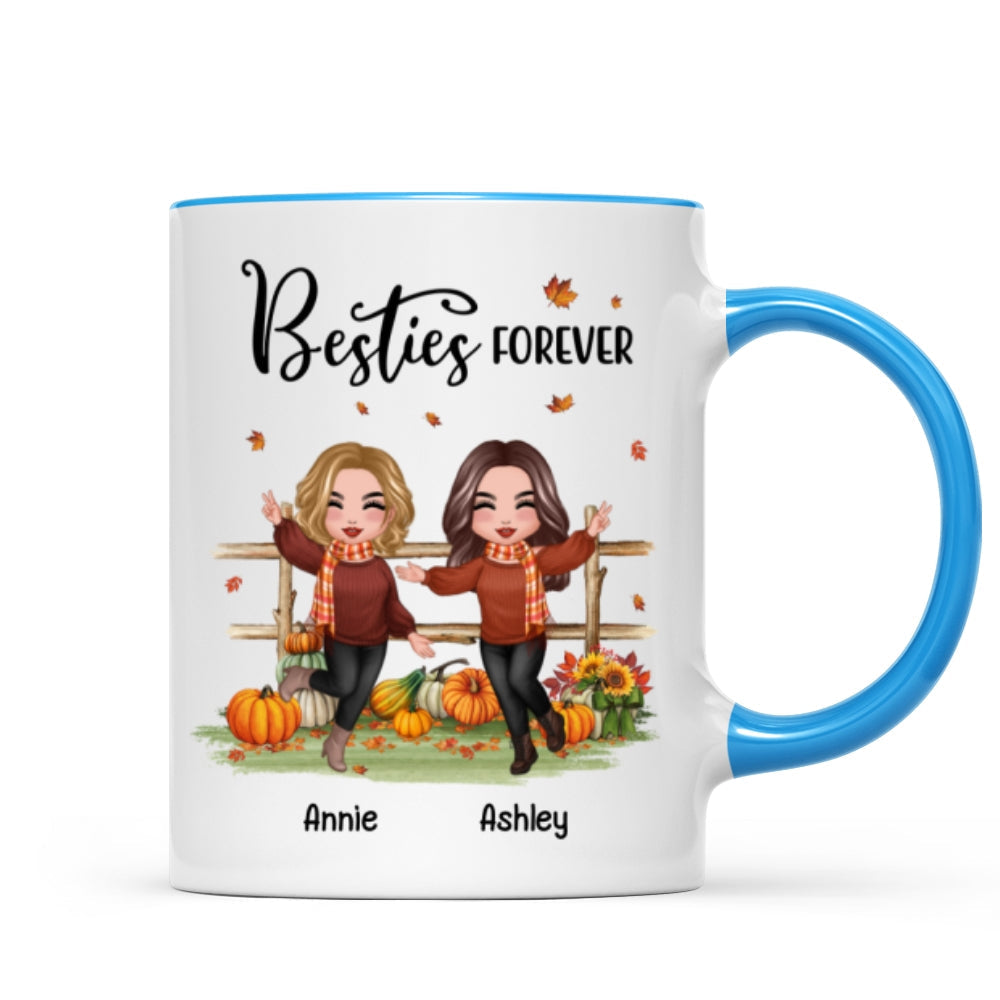 Fall Season Happy Doll Besties In The Pumpkin Patch Personalized Mug