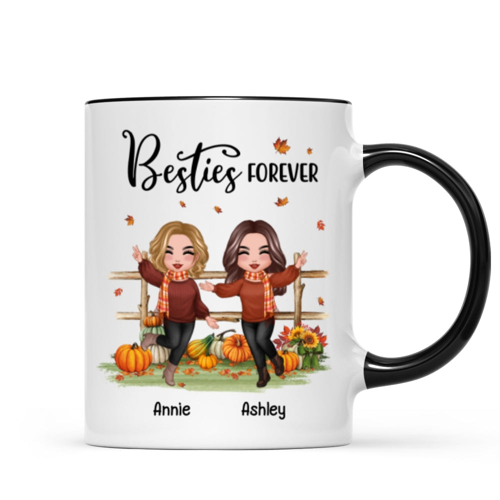 Fall Season Happy Doll Besties In The Pumpkin Patch Personalized Mug