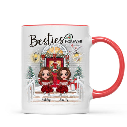 Christmas Best Friends Sisters Front Porch Personalized Mug