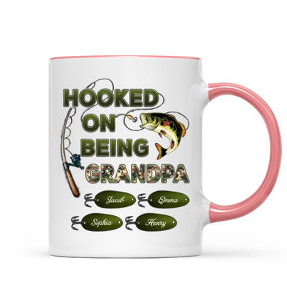 Hooked On Being Grandpa Fishing Camouflage Personalized Mug