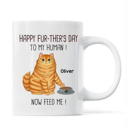 Happy Further's Day Cat Dad Feed Us Personalized Mug, Unique Father's Day Gift for Husband, Gift for Dad