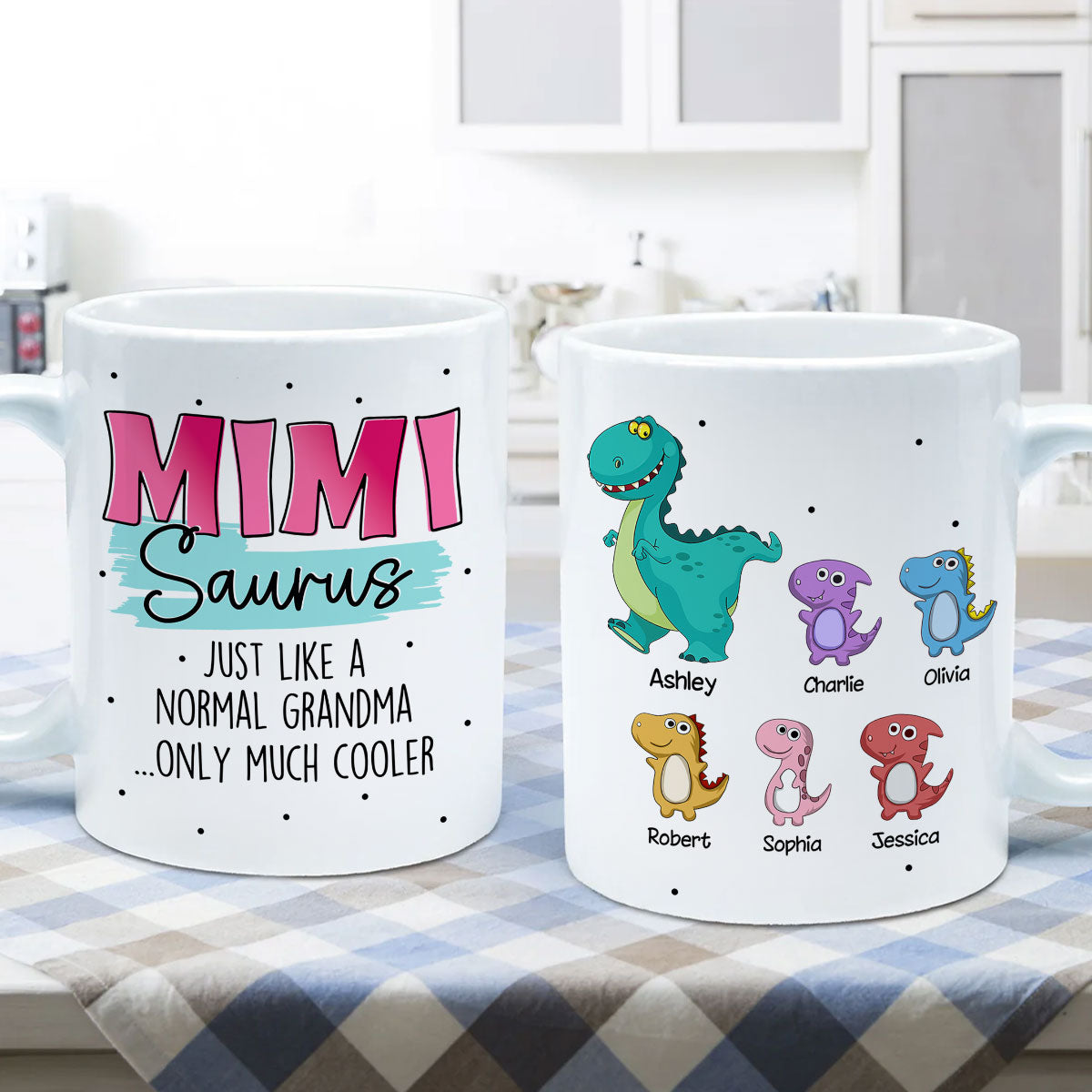 Grandmasaurus Mamasaurus Cute Dinosaurs Mother's Day Gift For Mom Grandma Personalized Mug