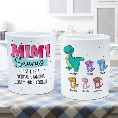 Grandmasaurus Mamasaurus Cute Dinosaurs Mother's Day Gift For Mom Grandma Personalized Mug