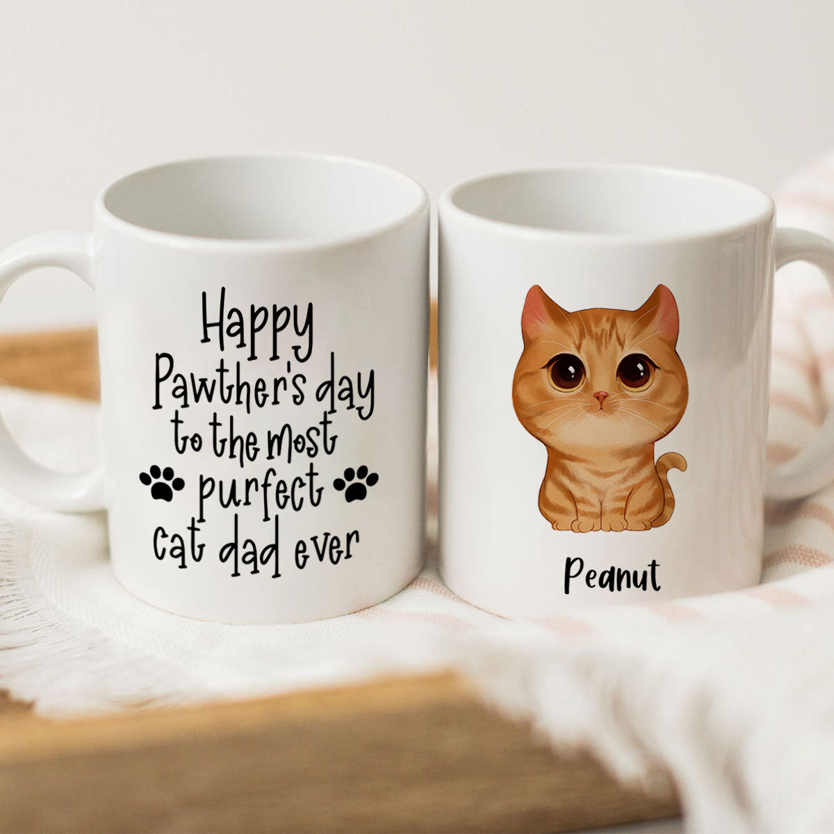 Watercolor Cute Cats Happy Pawther's Day Most Purfect Cat Dad Father's Day Gift Personalized Mug