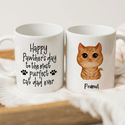Watercolor Cute Cats Happy Pawther's Day Most Purfect Cat Dad Father's Day Gift Personalized Mug