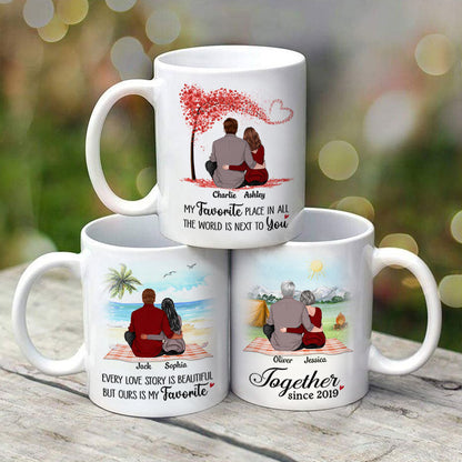 Couple Sitting Back View Personalized Mug - Valentine's Day Gift - Anniversary Gift For Him - Gift For Her
