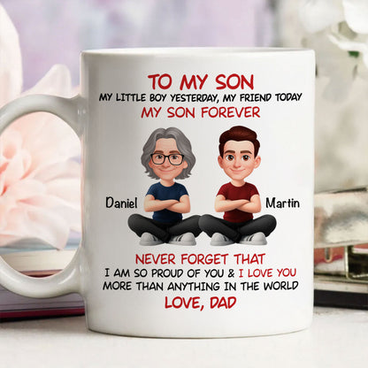 To My Son My Little Boy Yesterday - Personalized Mug - Christmas Gift from Dad to Son