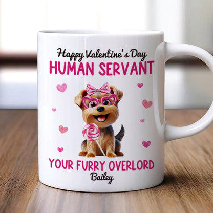 Funny Cartoon Dogs Happy Human Servant Personalized Mug, Gift For Dog Lovers, Dog Moms