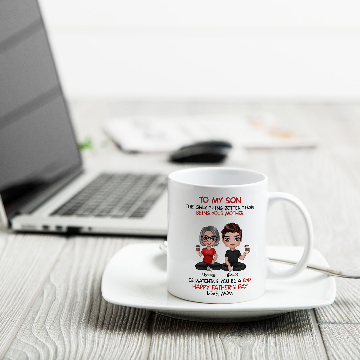 Heartfelt Tribute From Mom To Son Personalized Ceramic Mug, Father's Day Gift For Son