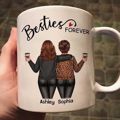 Back View Women Besties Forever Personalized Mug