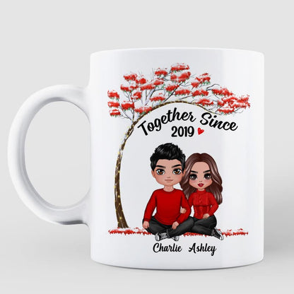 Embracing Couple Under Red Tree Gift For Him For Her Personalized Mug