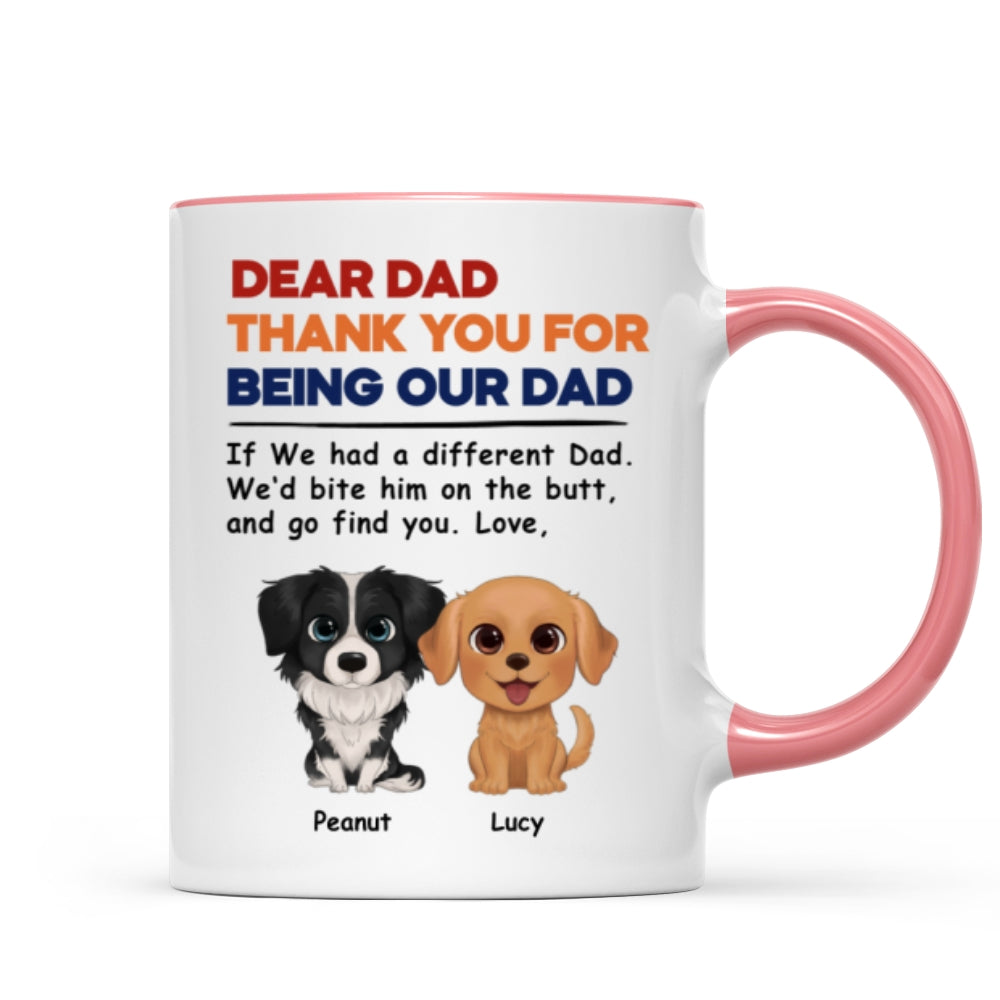 Watercolor Cute Dogs Retro Thanks For Being Our Dad Personalized Mug