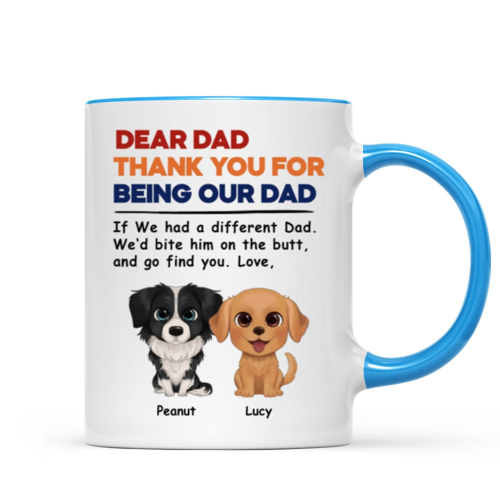 Watercolor Cute Dogs Retro Thanks For Being Our Dad Personalized Mug