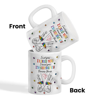 LGBT Couple Hands Pinky Promise Personalized 3D Inflated Effect Printed Mug