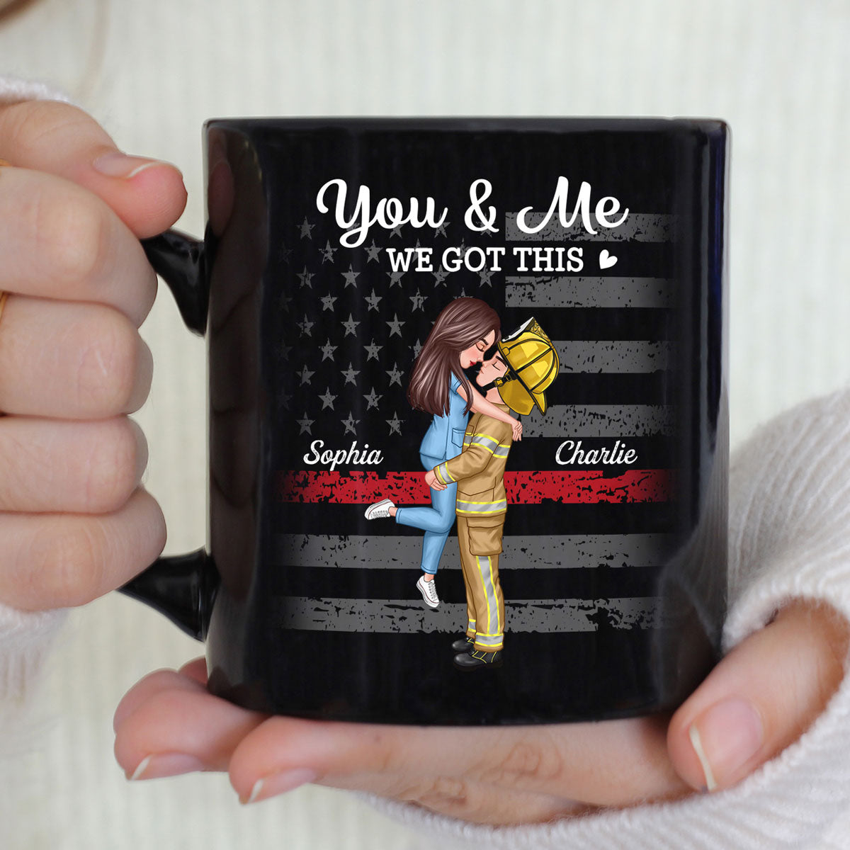 You & Me We Got This Hero Couple Hugging Kissing Anniversary Calendar Keepsake Personalized Mug