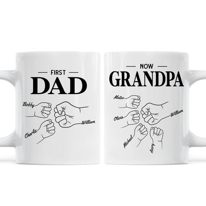 First Dad Now Grandpa Fist Bump Outline Father's Day Gift Personalized Mug