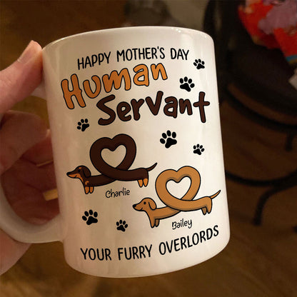 Happy Mother's Day Father's Day Human Servant Dachshund Hearts Personalized Mug