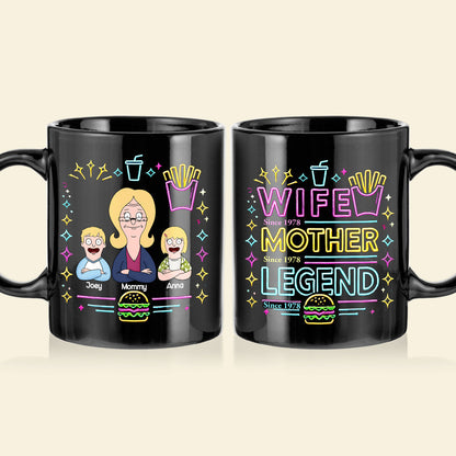Personalized Gifts For Mom Black Mug, Legend Wife Mom 04TGLU070325HG