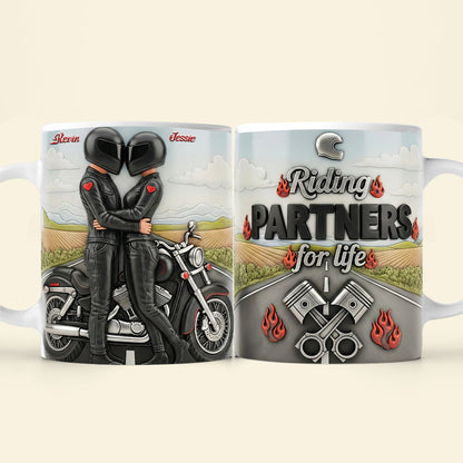 Biker Couple Coffee Mug - Personalized Gifts For Couple Coffee Mug 04NATA230126