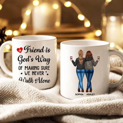 A Friend Is God's Way Besties Best Friend Gift Cup, Friendship Personalized Mug