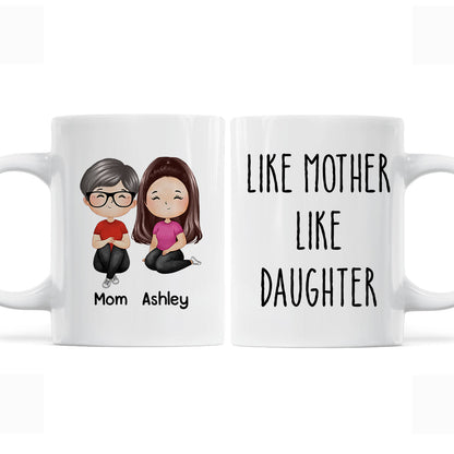 Like Mother Like Daughter Doll Woman Sitting Watercolor Style Personalized Mug