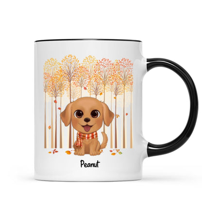 Fall Season Tree Line Watercolor Cute Dogs Personalized Mug