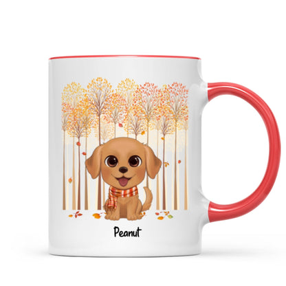 Fall Season Tree Line Watercolor Cute Dogs Personalized Mug