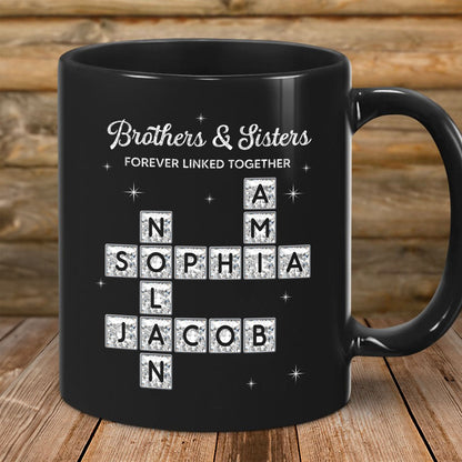 3D Shining Effect Brothers Sisters Crossword Puzzle Art - Personalized Mug - Christmas Gift For Siblings, Brothers, Sisters