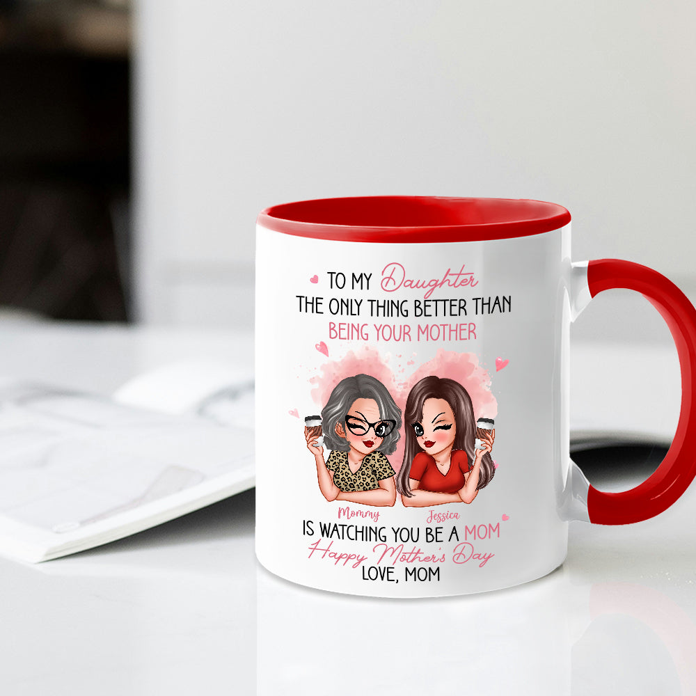 To My Daughter Personalized Ceramic Mug , Perfect Gift for Mother and Daughter, Featuring a Fun Design with Winking Characters