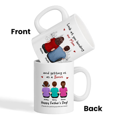 To Our Bonus Dad Funny Gift Personalized Mug, Gift For Bonus Dad