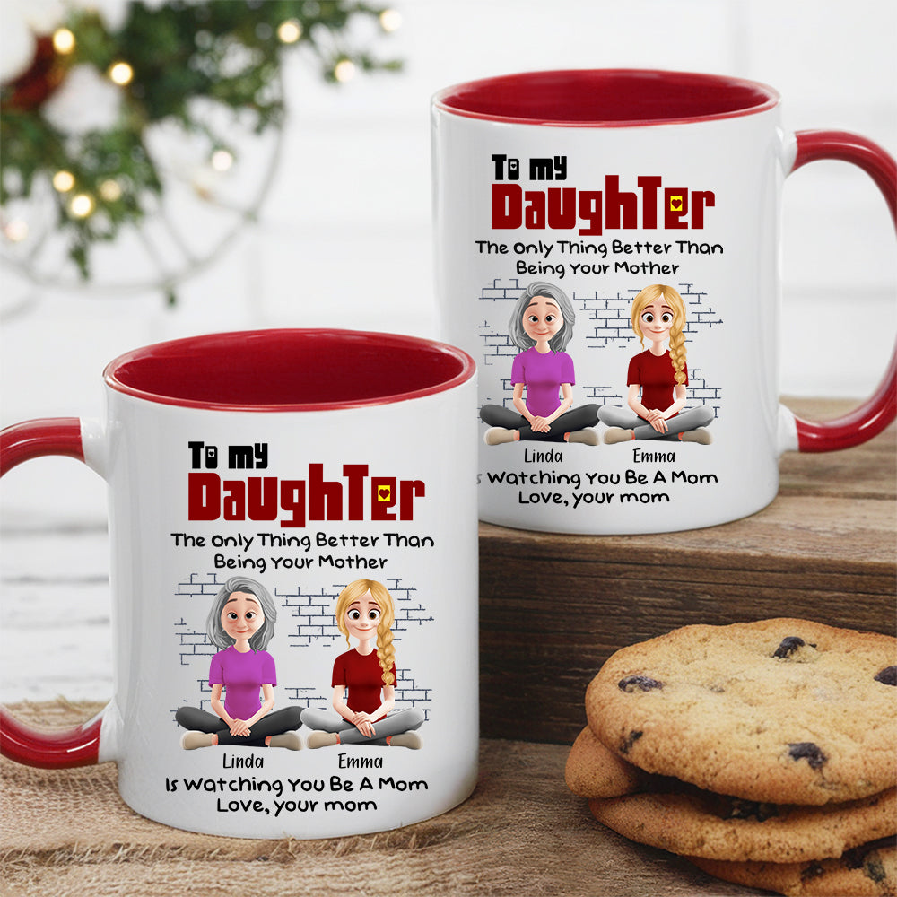 To My Daughter Personalized White Ceramic Mug with Custom Names, Heartfelt Gift for Mother and Daughter on Special Occasions