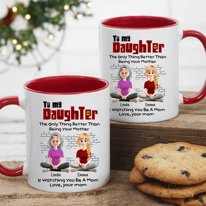 To My Daughter Personalized White Ceramic Mug with Custom Names, Heartfelt Gift for Mother and Daughter on Special Occasions