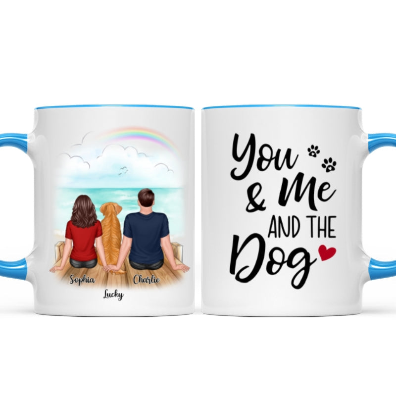You & Me And The Dogs Back View Couple Personalized Mug