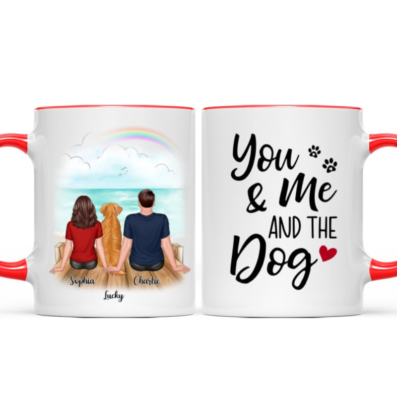You & Me And The Dogs Back View Couple Personalized Mug