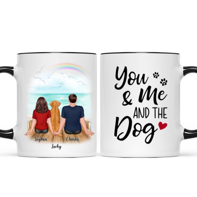You & Me And The Dogs Back View Couple Personalized Mug