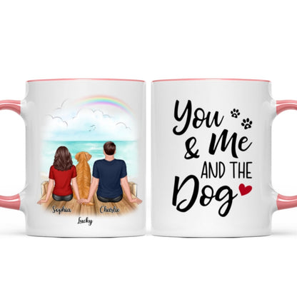 You & Me And The Dogs Back View Couple Personalized Mug