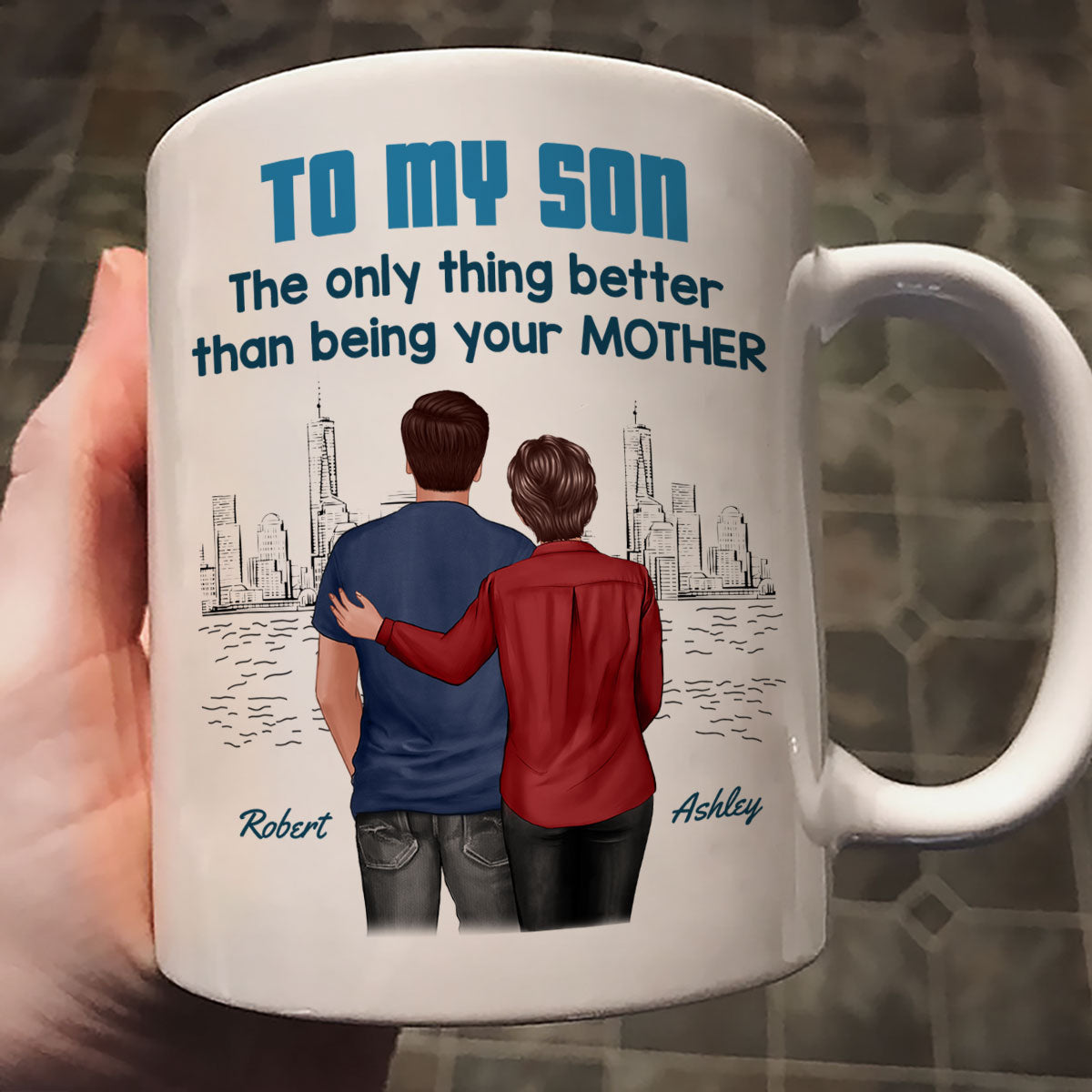 From Mom Dad To Son Watching You Be A Dad Blue Tone - Personalized Mug - Gift For Son
