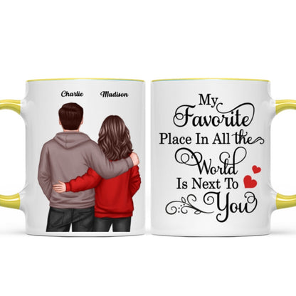 My Favorite Place In All The World Is Next To You, Couple Standing Together Personalized Mug, Gift for him, Gift for her