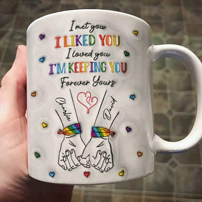 LGBT Couple Hands Pinky Promise Personalized 3D Inflated Effect Printed Mug