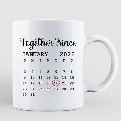 Cute Illustration Couple Calendar Anniversary Date Gift For Him For Her Personalized Mug