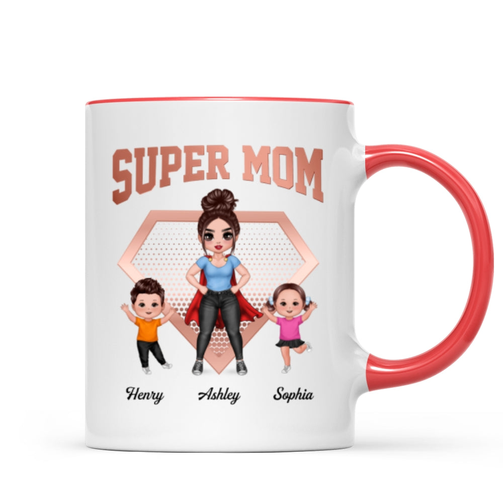 Super Mom Doll Mom & Doll Kids Personalized Mug