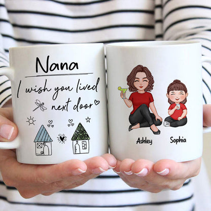 Wish You Lived Next Door Grandma & Grandkids Personalized Mug