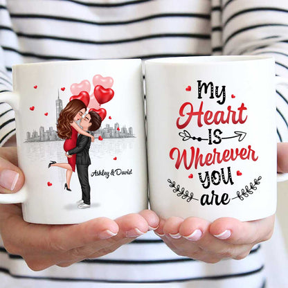 My Heart Is Where You Are Couple Valentine's Day Gift For Him For Her Personalized Mug