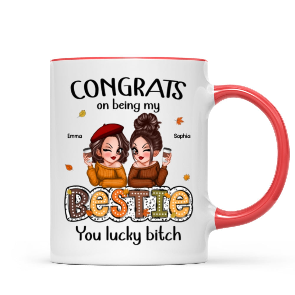 Congrats On Being My Besties Fall Season Gift, Personalized Mug